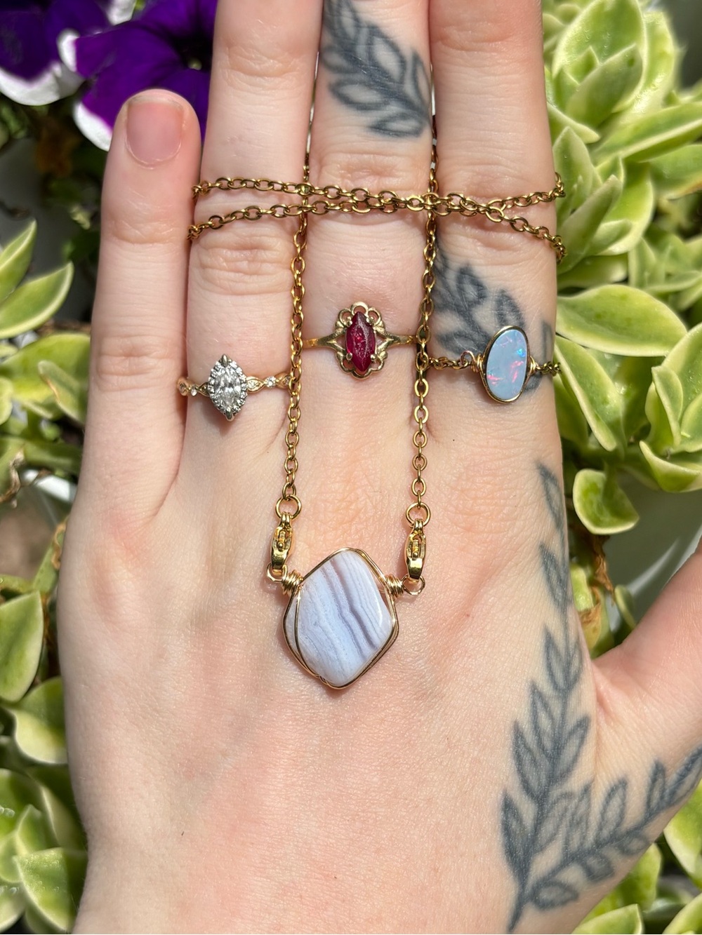 Blue lace agate interchangeable necklace